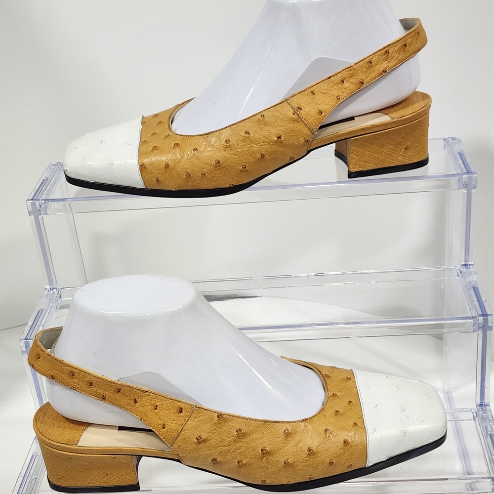 Giogio's Of Palm Beach Women's Sling Back Ostrich Shoes Size 8.5 NWOT